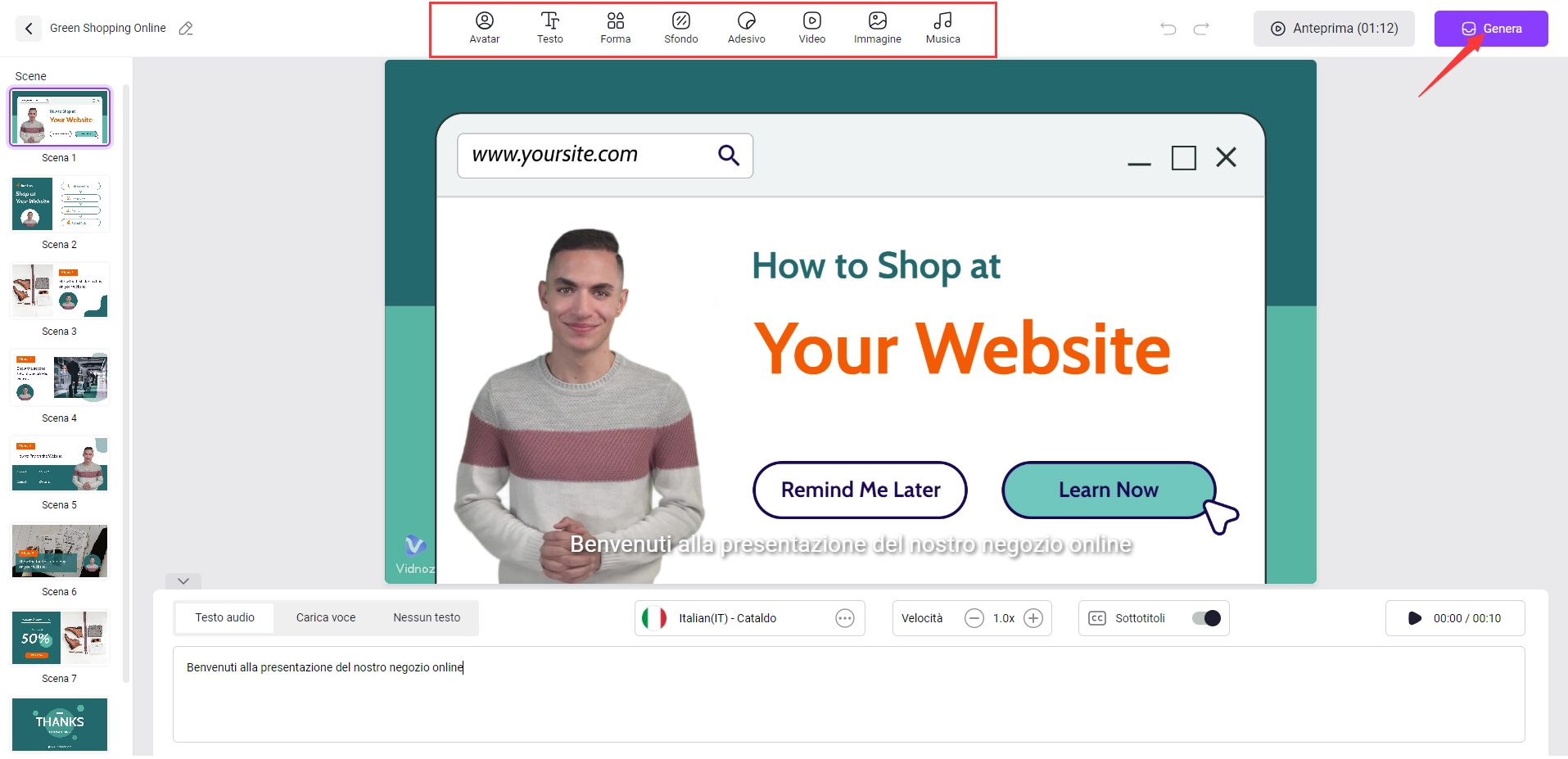 creare grafici-vidnoz ai personalizza video